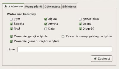 Quod Libet - Okno ustawień
